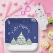 Blauw kerstboompapier Bord (Feest)