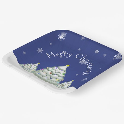 Blauw kerstboompapier Bord (Gebogen)