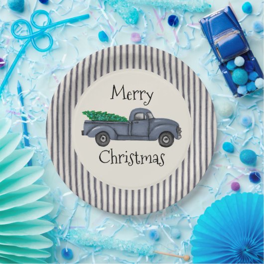  blauw kerstboompapier Bord (Feest)