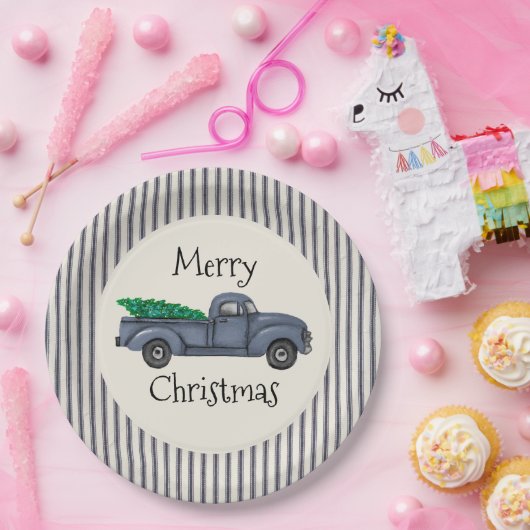 blauw kerstboompapier Bord (Feest)