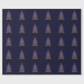 Blauw kerstboompapier met blauwe balken cadeaupapier (Vlak)
