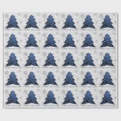 Blauw kerstboompapier met blauwe feestjes cadeaupapier (Vlak)