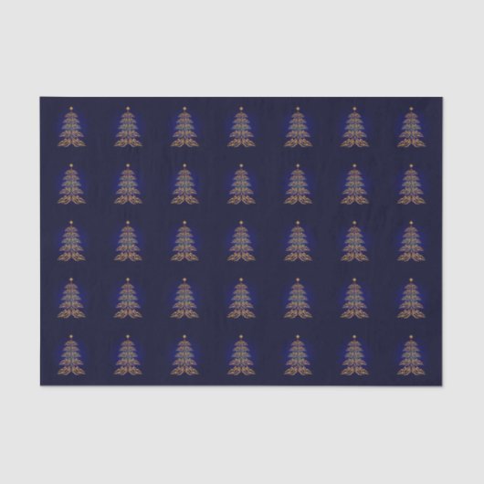 Blauw kerstboompapier tissuepapier (Voorkant)
