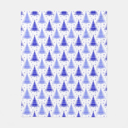 Blauw kerstboomperiwinkle Patroonontwerp Fleece Deken (Voorkant)