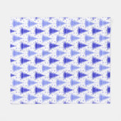 Blauw kerstboomperiwinkle Patroonontwerp Fleece Deken (Voorkant (Horizontaal))