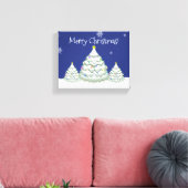 Blauw kerstboomschilderblad canvas afdruk (Insitu (Woonkamer))