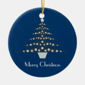  blauw kerstboomversiering keramisch ornament (Voorkant)