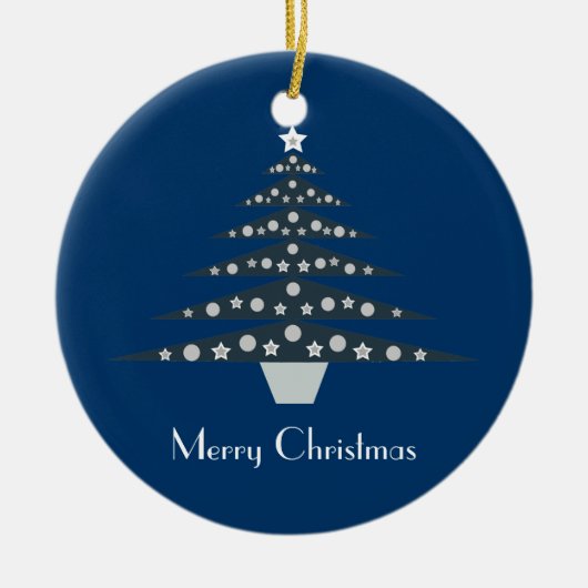  blauw kerstboomversiering keramisch ornament (Voorkant)