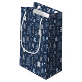 Blauw kerstbos klein cadeauzakje (Achterkant Gekanteld)