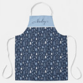 Blauw kerstbos schort (Voorkant)