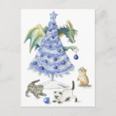 Blauw kerstbriefkaart aankondigingskaart (Voorkant)