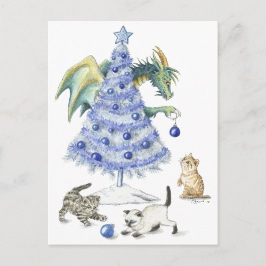 Blauw kerstbriefkaart aankondigingskaart (Voorkant)