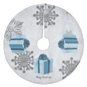 Blauw kerstcadeau boomrok fleece kerstboom rok (Voorkant)