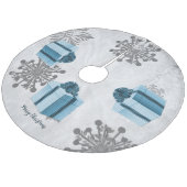 Blauw kerstcadeau boomrok fleece kerstboom rok (Gekanteld)