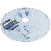 Blauw Kerstcadeau Boomrok Fleece Kerstboom Rok (Gekanteld)