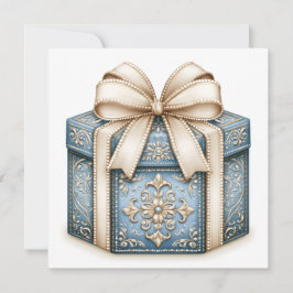 Blauw Kerstcadeau Feestdagenkaart