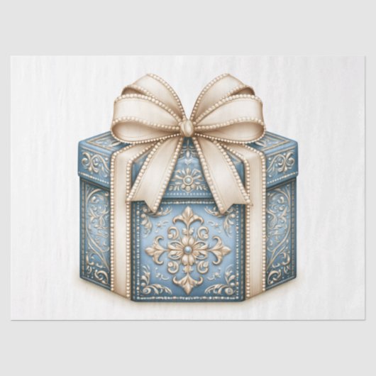Blauw kerstcadeau tissuepapier (Voorkant)