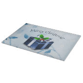 Blauw kerstcadeaubon snijplank (Hoek)