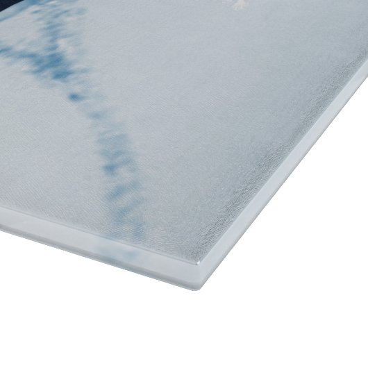 Blauw kerstcadeaubon snijplank (Hoek)