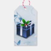 Blauw kerstcadeaudoos Cadeaubon Label Cadeaulabel (Achterkant)