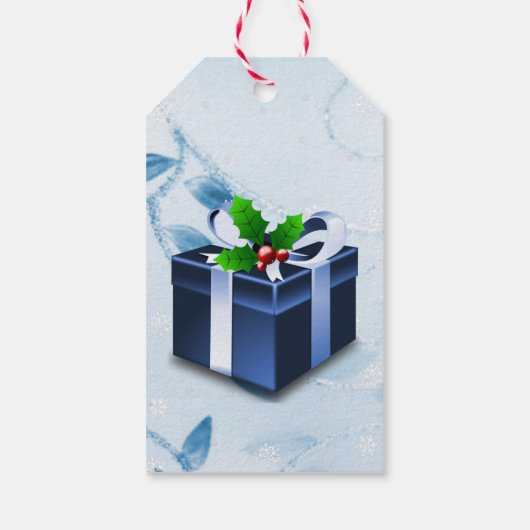 Blauw kerstcadeaudoos Cadeaubon Label Cadeaulabel (Achterkant)