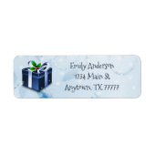 Blauw kerstcadeaulabel etiket (Voorkant)