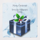 Blauw kerstcadeaulabel labels (Design 1)