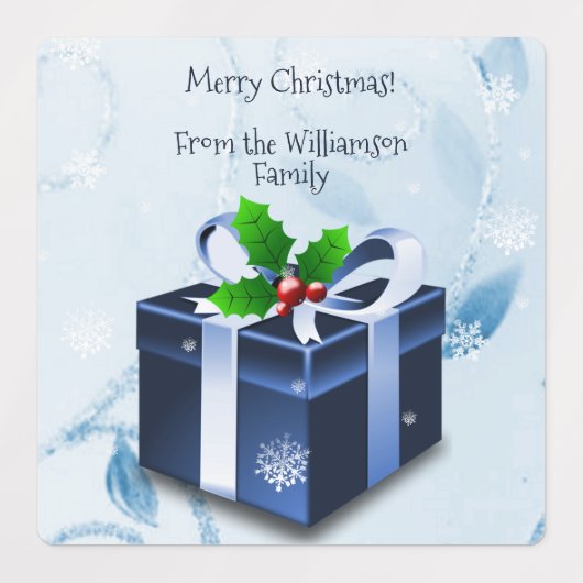 Blauw kerstcadeaulabel labels (Design 1)