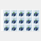 Blauw kerstcadeaulabel labels (Vel)
