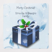 Blauw kerstcadeaulabel labels (Design 2)