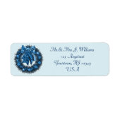 Blauw kerstcadeaulabel voor retouradres etiket (Voorkant)