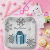 Blauw kerstcadeaupapier Bord (Feest)