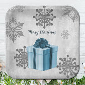 Blauw kerstcadeaupapier Bord