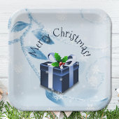 Blauw kerstcadeaupapier Bord