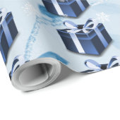 Blauw kerstcadeaupapier cadeaupapier (Rol Hoek)