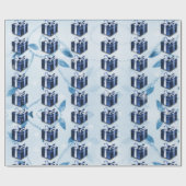 Blauw kerstcadeaupapier cadeaupapier (Vlak)