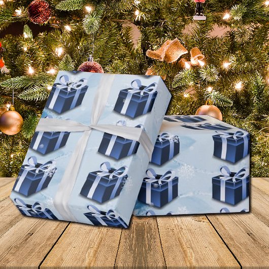 Blauw kerstcadeaupapier cadeaupapier