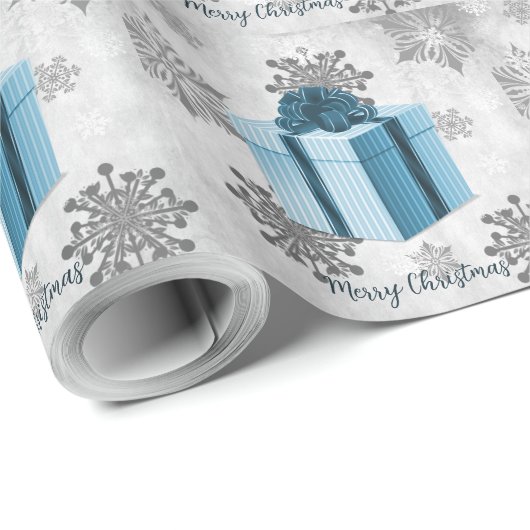 Blauw kerstcadeaupapier cadeaupapier (Rol Hoek)