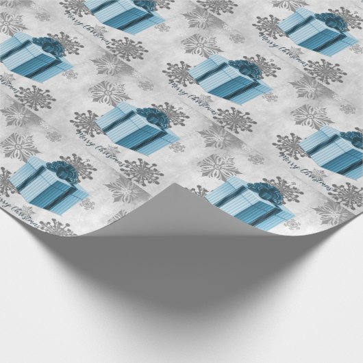 Blauw kerstcadeaupapier cadeaupapier (Hoek)