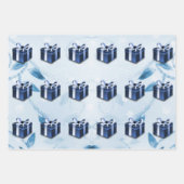 Blauw kerstcadeaupapier inpakpapier vel (Voorkant 2)