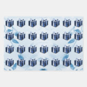 Blauw kerstcadeaupapier inpakpapier vel (Voorkant)