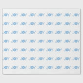 Blauw kerstcadeaupapier met joy cadeaupapier (Vlak)