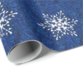 Blauw kerstcadeaupapier met sneeuwvlokken cadeaupapier (Rol Hoek)