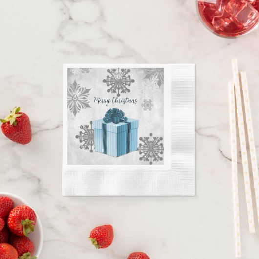Blauw kerstcadeaupapier servet (Insitu)