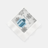 Blauw kerstcadeaupapier servet (Hoek)