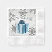Blauw kerstcadeaupapier servet (Voorkant)
