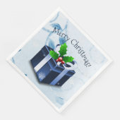 Blauw kerstcadeaupapier servet (Hoek)