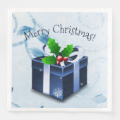 Blauw kerstcadeaupapier servet (Voorkant)