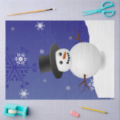 Blauw kerstcadeaupapier voor de winter in Snowman Tissuepapier (Craft)