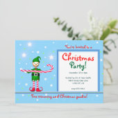 Blauw Kerstfeest Candy Cane Elf Kaart (Staand voorkant)